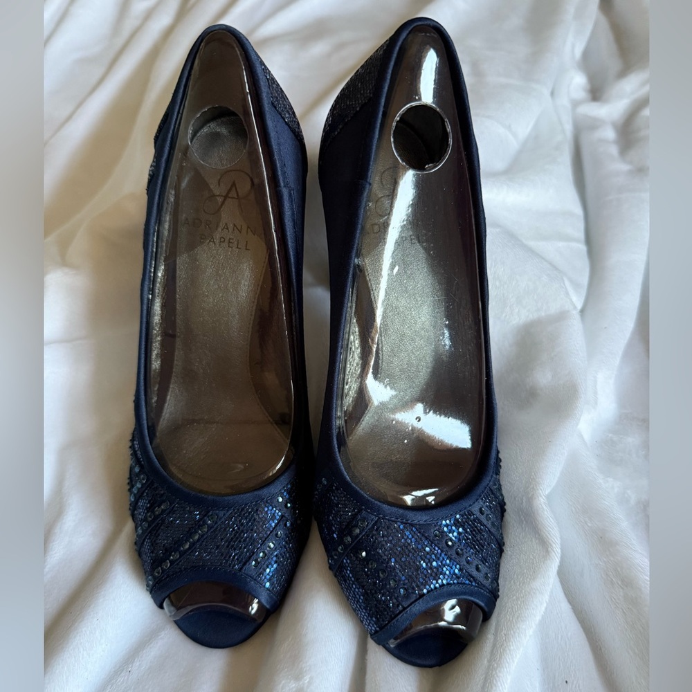 Adrianna Papell Midnight Blue Peep Toe Heels